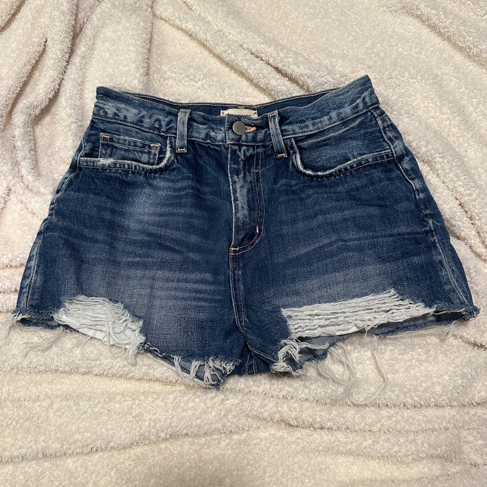 L'AGENCE Marylin High Rise Blue Denim Shorts Newberry